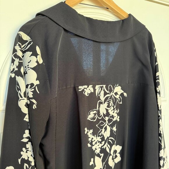 ZARA Womens Black Long Sleeve Minidress/Shirt w White Floral Details, Size:XL - Picture 8 of 9